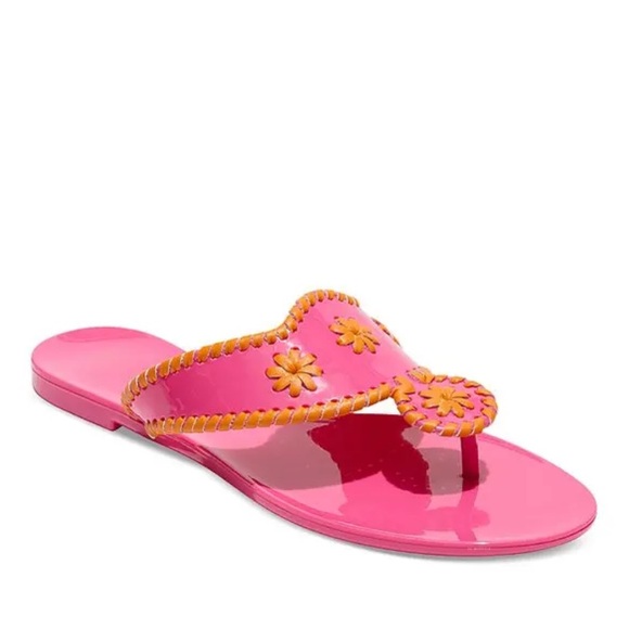 Jack Rogers Shoes - Jack Rogers Jacks Jelly Whipstitch Slip On Thong Sandals - Fuchsia size 11
